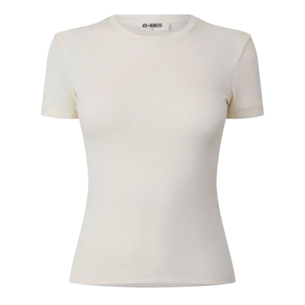 4th & Reckless Womens/Ladies Embroidered Logo Fitted T-Shirt / White